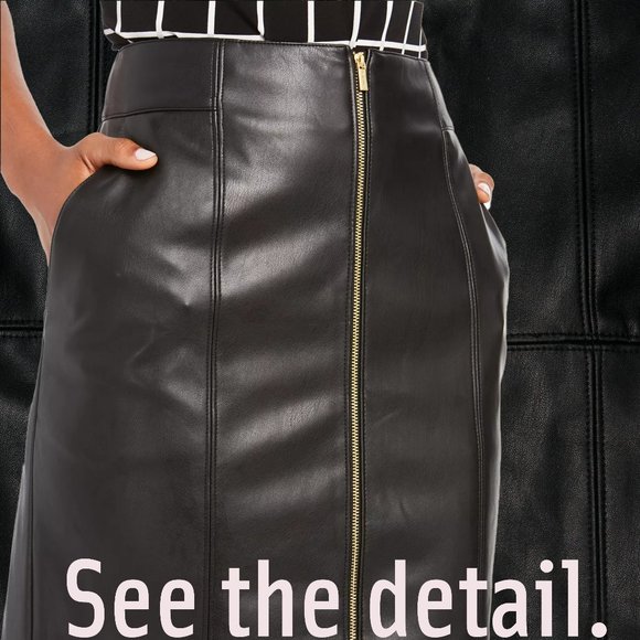 Calvin Klein | Faux Leather Pencil Skirt - Picture 3 of 7